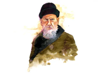 Portret van de Russische schrijver Lev Nikolajevitsj Tolstoj (1828-1910)