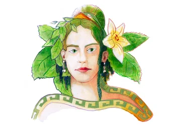 Voorstelling van de godheid Gaia, moedergodin (Griekse mythologie: Gaia of Gaea, personificatie van de Aarde)