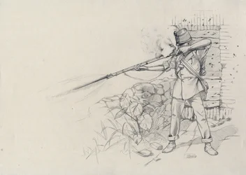 Tweede Keizerrijk (1852-1870): infanterist schietend, soldaat van het Oostenrijkse leger, Oostenrijks-Hongaars