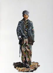 Tweede Wereldoorlog: een lid van het Italiaanse verzet in camouflagepak met machinegeweer. 1943-1945