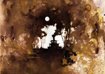 Schip Illustratie van de nieuwe "In het hart van de duisternis" door Joseph Conrad. 2012