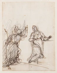 De Annunciatie, vroeg 17e eeuw (pentekening)