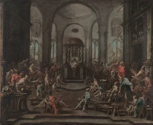 Interieur van een synagoge, ca. 1725-1735