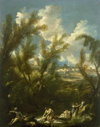 Landschap met wasvrouw