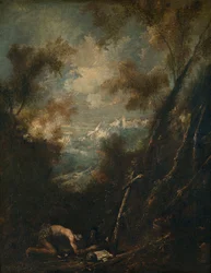 Sint-Hiëronymus in een landschap
