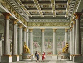 De Audiëntiezaal in het Paleis van Aegistheus, ontwerp voor het ballet 