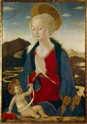 De Maagd met het Kind. Beiden dragen gouden aureolen