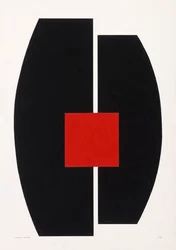 Rood vierkant op zwart, 2021
