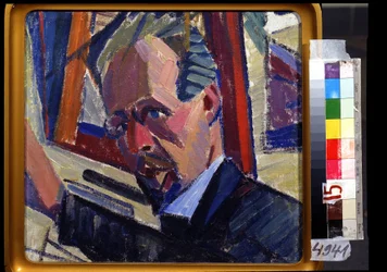 Zelfportret. Schilderij van Alexander Konstantinovich Bogomazov (1880-1930)