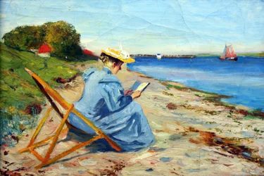 Toni Eckener op het strand bij Rinkenæs