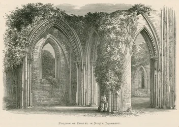 Glastonbury Abbey, gedeelte van de kapel in het noordelijke transept