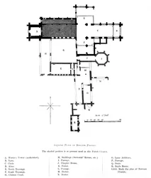 Grondplan van Bolton Priory, 1897