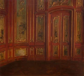 Interieur van een kamer met rococo-panelen, 1896