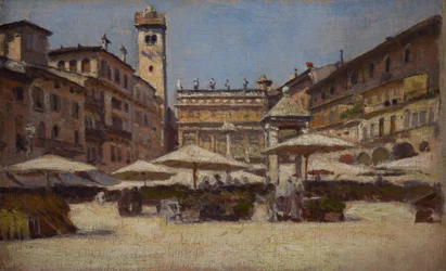 Piazza delle Erbe in Verona, c.1900