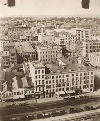 Uitzicht noord vanaf de koepel van het gerechtsgebouw in Chicago, 1858
