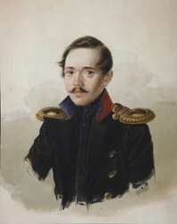 Portret van de dichter Mikhail Lermontov 1814-1841, 1839