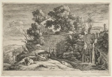 Landschap met een Vrouw die Spint