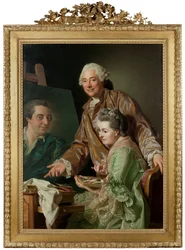 De kunstenaar en zijn vrouw Marie Suzanne Giroust schilderen het portret van Henrik Wilhelm Peill