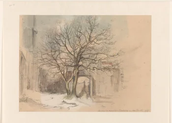 Hof van het Sint Antoniusklooster te Maastricht, in de winter
