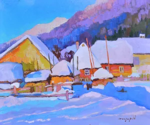 Levendig winterdorp