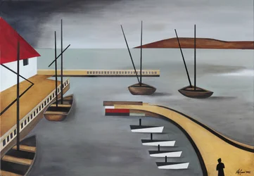 Modern uitzicht op de haven