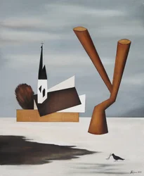 Surrealistisch kerklandschap