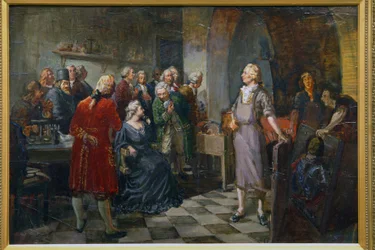 Keizerin Elizabeth van Rusland bezoekt M. Lomonosov