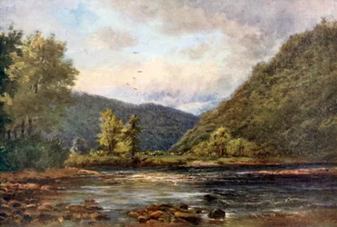 De ontmoeting van de wateren, Woodenbridge (kleurenlitho)