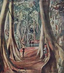 In het Grote Bos, uit Tekeningen en Schilderijen van Afrika, uitgevoerd tijdens de Citroen Centraal Afrika expeditie, tweede missie Haardt Audouin-Dubreuil, uitgegeven Parijs, 1927