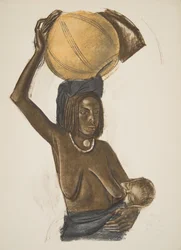 Arabische vrouw Ouled Gopo met haar kind (Fort Lamy), uit Dessins et Peintures d