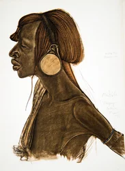 Mutila, MGogo (Dodoma), uit Tekeningen en Schilderijen van Afrika, uitgevoerd tijdens de Citroen Centraal Afrika expeditie, tweede missie Haardt Audouin-Dubreuil, uitgegeven Parijs, 1927