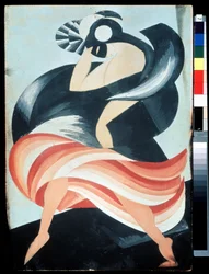 Vrouwelijk masker, kostuum voor het stuk 