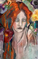 Rustige vrouw met rood haar