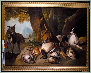 Honden en wild in landschap