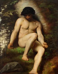 Studie van Adam voor Het verloren paradijs, ca. 1863