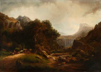 Berglandschap met waterval