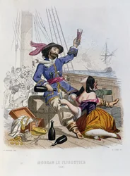 Morgan de Boekaniers in 1668, uit Histoire des Pirates door P. Christian, gegraveerd door A. Catel, 1852