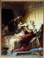 Godsdienstoorlogen: scène van het bloedbad van Sint-Bartholomeüs op 24/08/1572