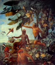 Indiase Vissers en Jagers Schilderij door Francois Desportes (1661-1743) 18e eeuw Marseille, musee des Beaux Arts