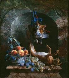 Stilleven met dood wild in een marmeren nis, 1706