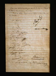 Laatste pagina van de huwelijksakte tussen Marie Louise van Oostenrijk of Maria Luigia van Parma (1791-1847) en Napoleon Bonaparte (1769-1821)