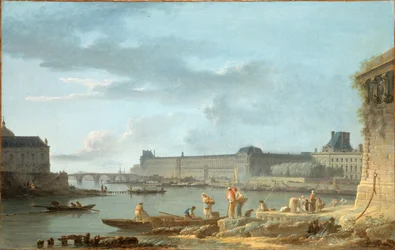 De Pont Royal en het Louvre, gezien vanaf de Pont-Neuf terre-plein, circa 1780