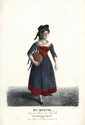 Actrice Mademoiselle Minette of Jeanne-Marie-Francoise Menestrier als Francoise in Nicolas Remi door Sewrin, Theatre du Vaudeville