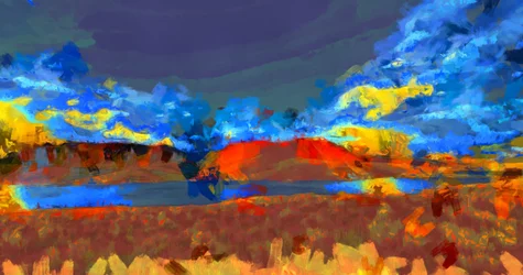 Landschap met meer,2020,(gemengde techniek)
