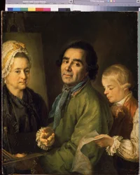 Portret van de kunstenaar Alexei P. Antropov met zijn zoon