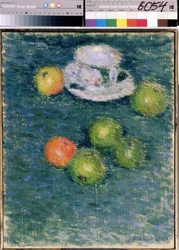 Stilleven. Appels en een kopje