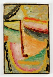 Klein abstract hoofd (olieverf op karton)