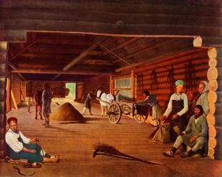 Het dorsen van het graan, ca. 1821, 1965