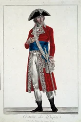 Een prefect in rood kostuum, gravure door Alexis Chataignier (1772-1817)