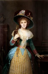 Portret van vrouw met grote hoed